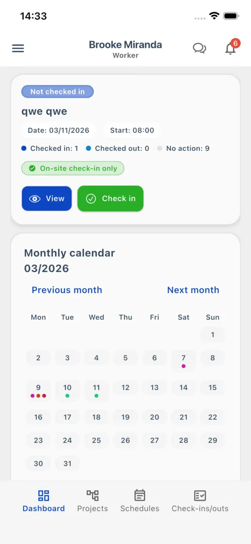 Worker app screenshot